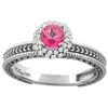 Image 1 : 0.67 CTW Pink Topaz & Diamond Ring 14K White Gold - REF-53M3A