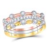 Image 1 : Round Diamond 3-Piece Stackable Band Ring Set 1/3 Cttw 10KT Tri-Tone Gold