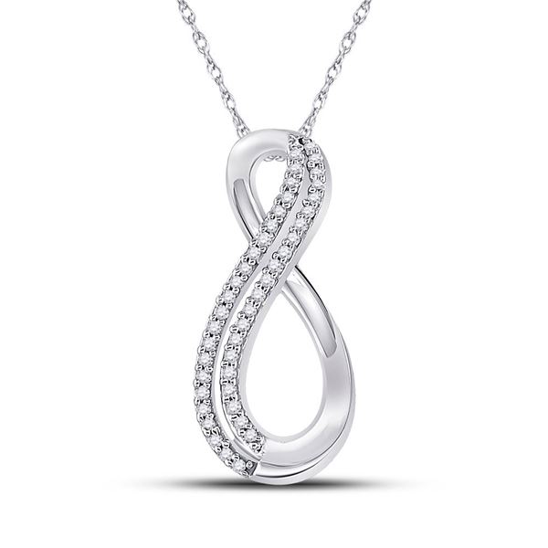 Round Diamond Infinity Pendant 1/8 Cttw 10KT White Gold