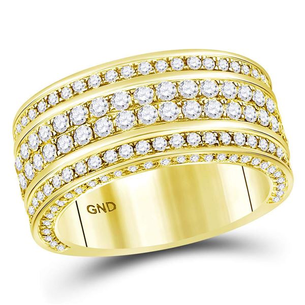Round Diamond Luxury Lined Band Ring 2-3/4 Cttw 14KT Yellow Gold