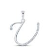 Image 1 : Round Diamond Initial U Letter Pendant 1/12 Cttw 10KT White Gold