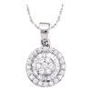Image 1 : Round Diamond Flower Cluster Circle Pendant 5/8 Cttw 14KT White Gold
