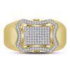 Image 2 : Round Diamond Curved Octagon Cluster Ring 1/3 Cttw 10KT Yellow Gold