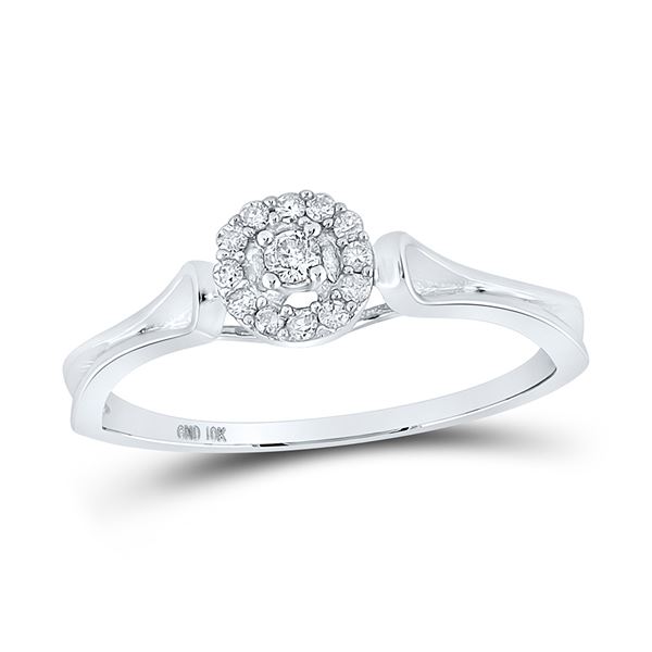 Round Diamond Solitaire Promise Ring 1/10 Cttw 10KT White Gold