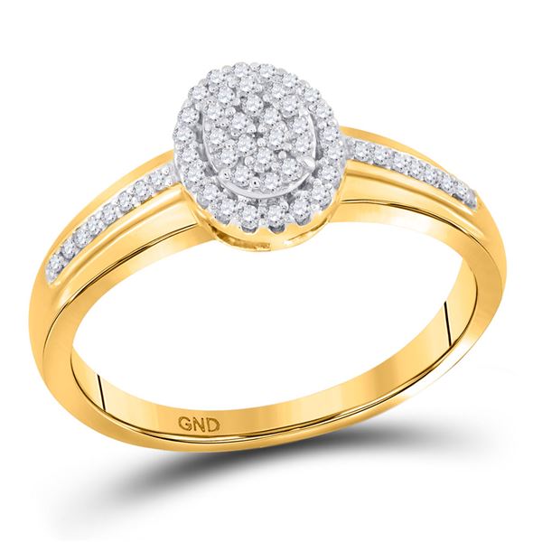 Round Diamond Oval Cluster Ring 1/6 Cttw 10KT Yellow Gold