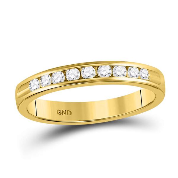 Round Diamond Single Row Wedding Band 1/4 Cttw 14KT Yellow Gold