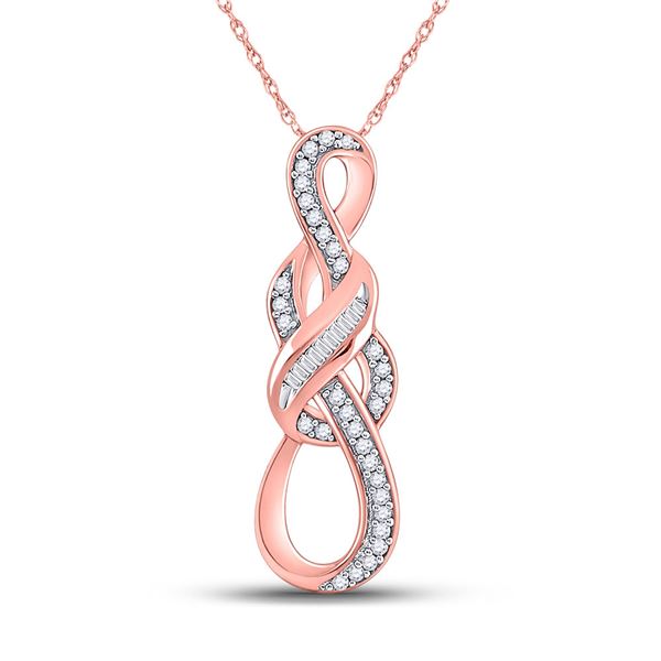 Round Diamond Knot Fashion Pendant 1/6 Cttw 10KT Rose Gold