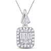 Image 1 : Baguette Diamond Square Cluster Pendant 1/4 Cttw 14KT White Gold