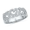 Image 1 : Round Diamond Triple Heart Band Ring 1/5 Cttw 10KT White Gold
