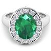 Image 3 : Natural 3.56 CTW Zambian Emerald & Diamond Ring 14K White Gold - REF-145F3N