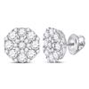 Image 1 : Round Diamond Octagon Cluster Earrings 1-1/2 Cttw 14KT White Gold