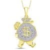 Image 1 : Round Diamond Money Bag Man Charm Pendant 1/4 Cttw 10KT Yellow Gold