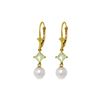 Image 1 : Genuine 5 ctw White Pearl & Aquamarine Earrings 14KT Yellow Gold - REF-32W2Y