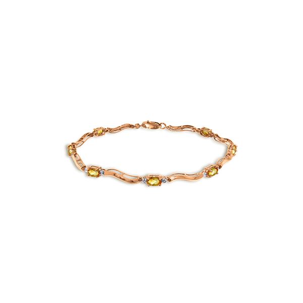 Genuine 2.01 ctw Citrine & Diamond Bracelet 14KT Rose Gold - REF-76T7A