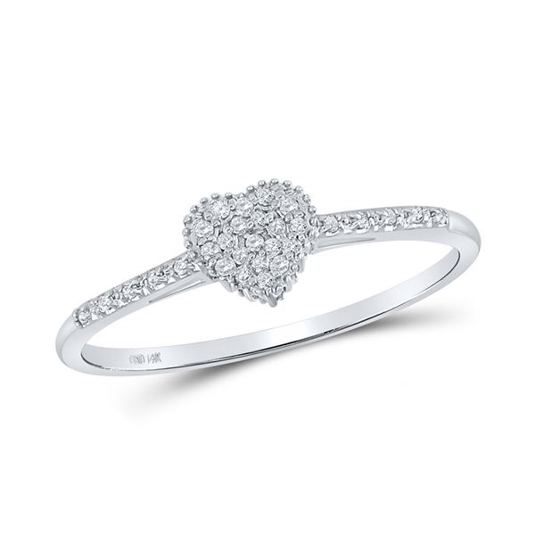 Round Diamond Slender Heart Ring 1/20 Cttw 14KT White Gold