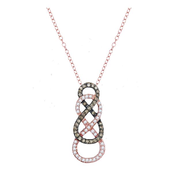 Round Brown Diamond Double Vertical Infinity Pendant 1/4 Cttw 10KT Rose Gold