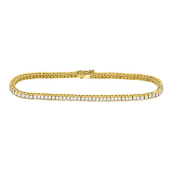 Round Diamond Classic Tennis Bracelet 2 Cttw 14KT Yellow Gold