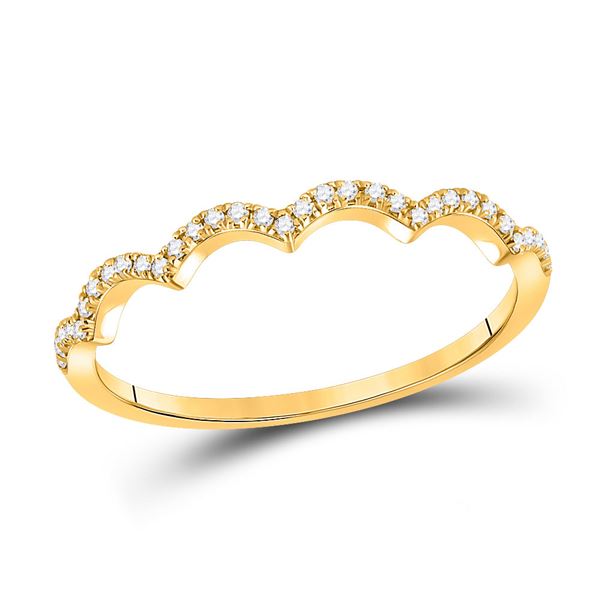 Round Diamond Scalloped Stackable Band Ring 1/10 Cttw 10KT Yellow Gold