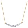 Image 1 : Round Diamond Curved Bar Pendant Necklace 1 Cttw 10KT Yellow Gold
