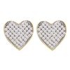 Image 1 : Round Diamond Heart Cluster Earrings 1/6 Cttw 10KT Yellow Gold