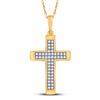 Image 1 : Round Diamond Cross Religious Pendant 1/6 Cttw 10KT Yellow Gold