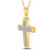Image 2 : Round Diamond Cross Religious Pendant 1/6 Cttw 10KT Yellow Gold