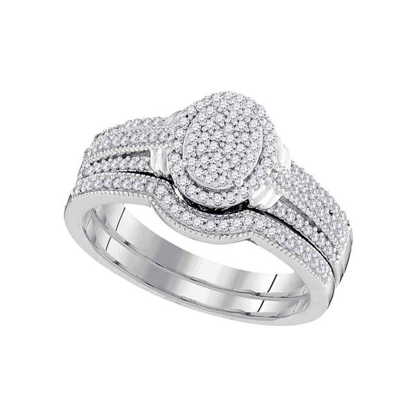 Diamond Bridal Wedding Ring Band Set 3/8 Cttw 10KT White Gold