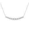Image 1 : Round Diamond Curved Graduated Bar Necklace 1/2 Cttw 14KT White Gold