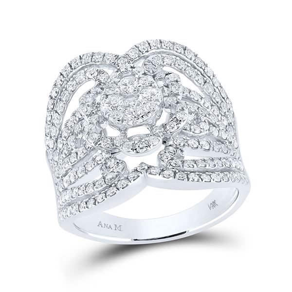 Round Diamond Fashion Ring 1-1/2 Cttw 14KT White Gold