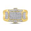 Image 2 : Round Diamond Rectangle Cluster Ring 1/2 Cttw 10KT Yellow Gold