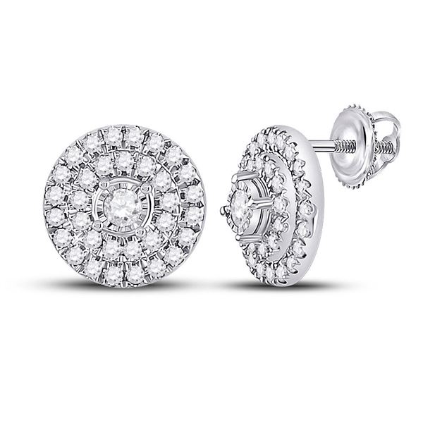 Round Diamond Circle Earrings 1/4 Cttw 10KT White Gold