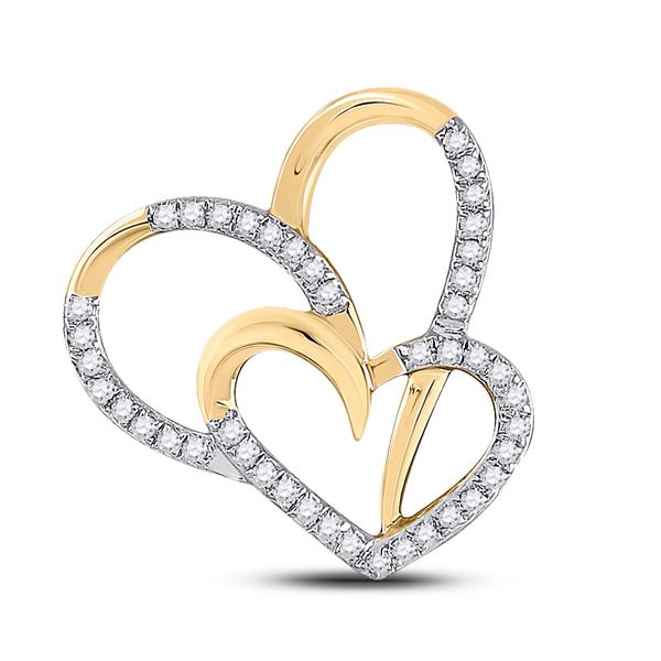 Round Diamond Heart Pendant 1/6 Cttw 10KT Yellow Gold