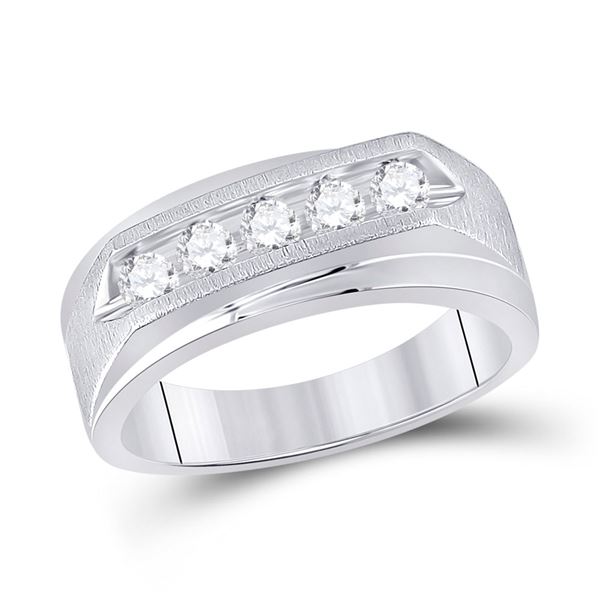 Round Diamond 5-stone Wedding Ring 5/8 Cttw 14KT White Gold