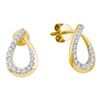 Image 1 : Round Diamond Teardrop Earrings 1/4 Cttw 14KT Yellow Gold