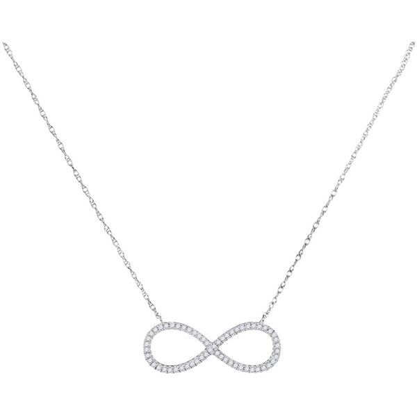 Round Diamond Infinity Pendant Necklace 1/6 Cttw 10KT White Gold