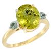 Image 1 : 2.64 CTW Lemon Quartz & Green Sapphire Ring 14K Yellow Gold - REF-31M4A