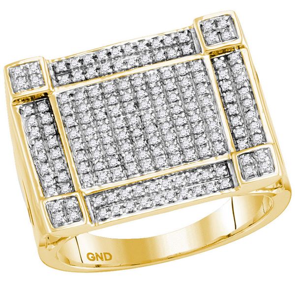 Round Diamond Square Corner Cluster Ring 5/8 Cttw 10KT Yellow Gold