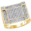 Image 1 : Round Diamond Square Corner Cluster Ring 5/8 Cttw 10KT Yellow Gold