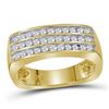 Image 1 : Round Diamond 3-Row Band Ring 1/2 Cttw 10KT Yellow Gold