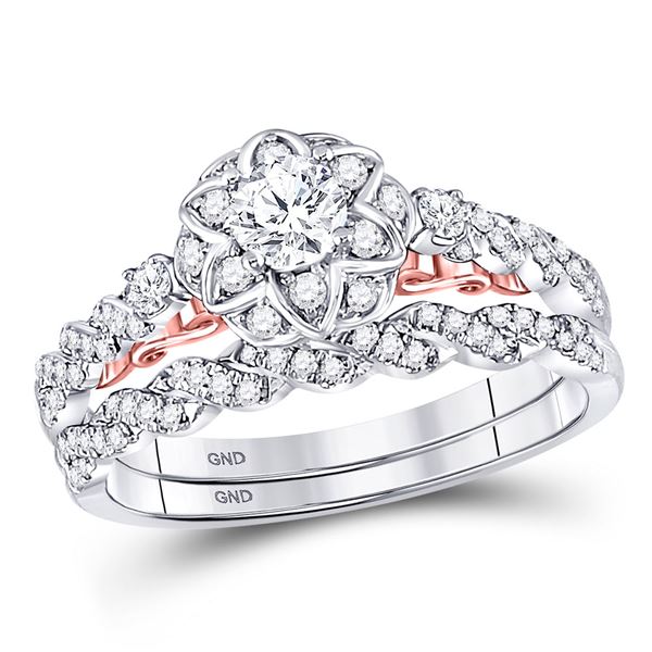Diamond Bridal Wedding Ring Band Set 3/4 Cttw 14KT Two-tone Gold