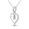 Image 2 : Round Diamond Heart Pendant 1/10 Cttw 10KT White Gold