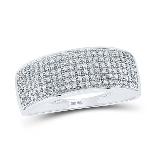 Round Diamond Wedding Pave Band Ring 1/2 Cttw 10KT White Gold