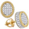 Image 1 : Round Diamond Fluted Oval Cluster Stud Earrings 1/2 Cttw 10KT Yellow Gold