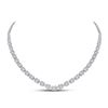 Image 1 : Baguette Round Diamond Square Link Necklace 7-1/3 Cttw 14KT White Gold