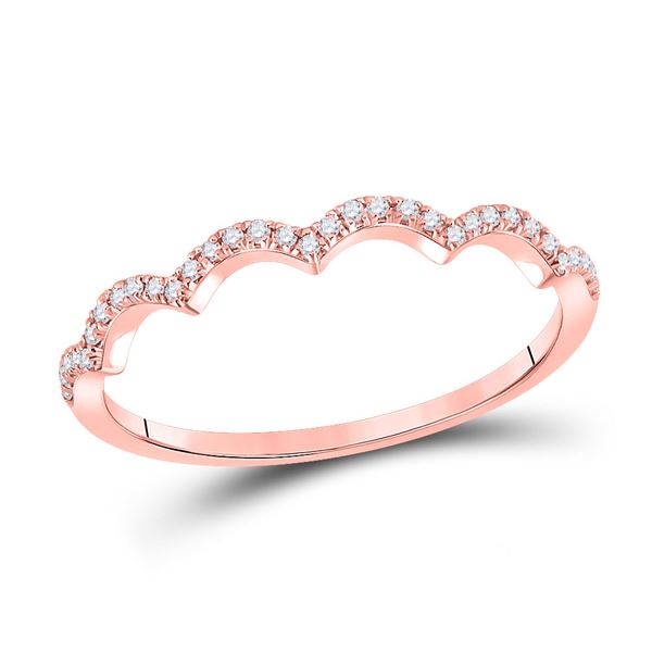 Round Diamond Scalloped Stackable Band Ring 1/10 Cttw 10KT Rose Gold