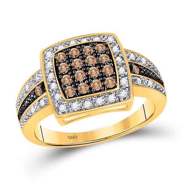 Cluster Square-shape Cocktail Ring 1/2 Cttw 10KT Yellow Gold