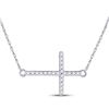 Image 1 : Round Diamond Horizontal Cross Necklace 1/20 Cttw 10KT White Gold