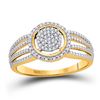 Image 1 : Diamond Cluster Bridal Wedding Engagement Ring 1/6 Cttw 10KT Yellow Gold