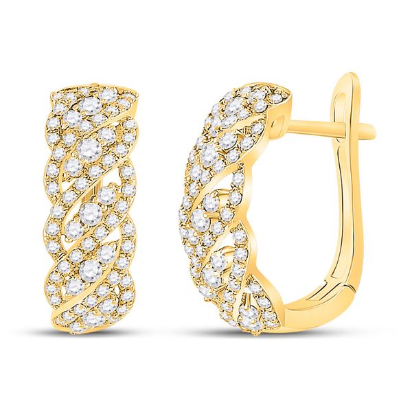 Round Diamond Cascading Hoop Earrings 5/8 Cttw 14KT Yellow Gold
