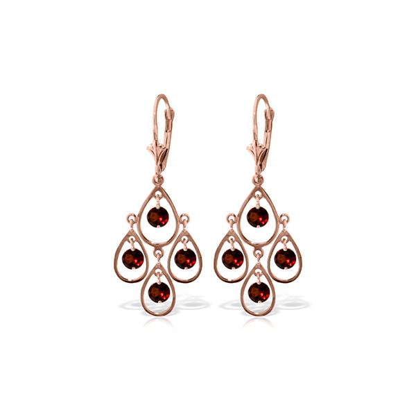 Genuine 2.4 ctw Garnet Earrings 14KT Rose Gold - REF-54X9M
